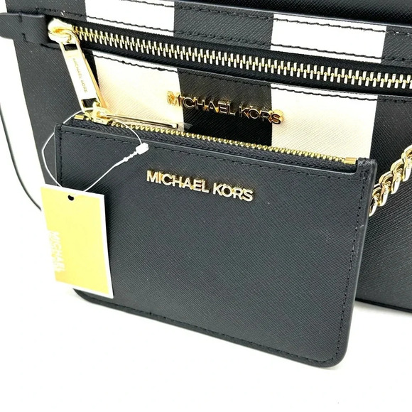 Michael Kors Large EW Zip Chain Xbody Crossbody Bag & Top Zip Coin Pouch Black - Picture 13 of 15